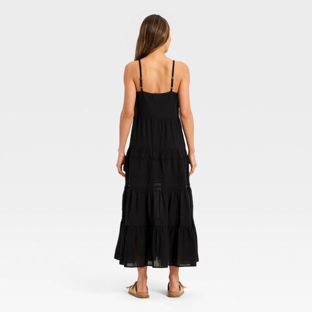 Women's Lace Maxi A-Line Dress - Universal Thread Black M - Picture 2 of 4
